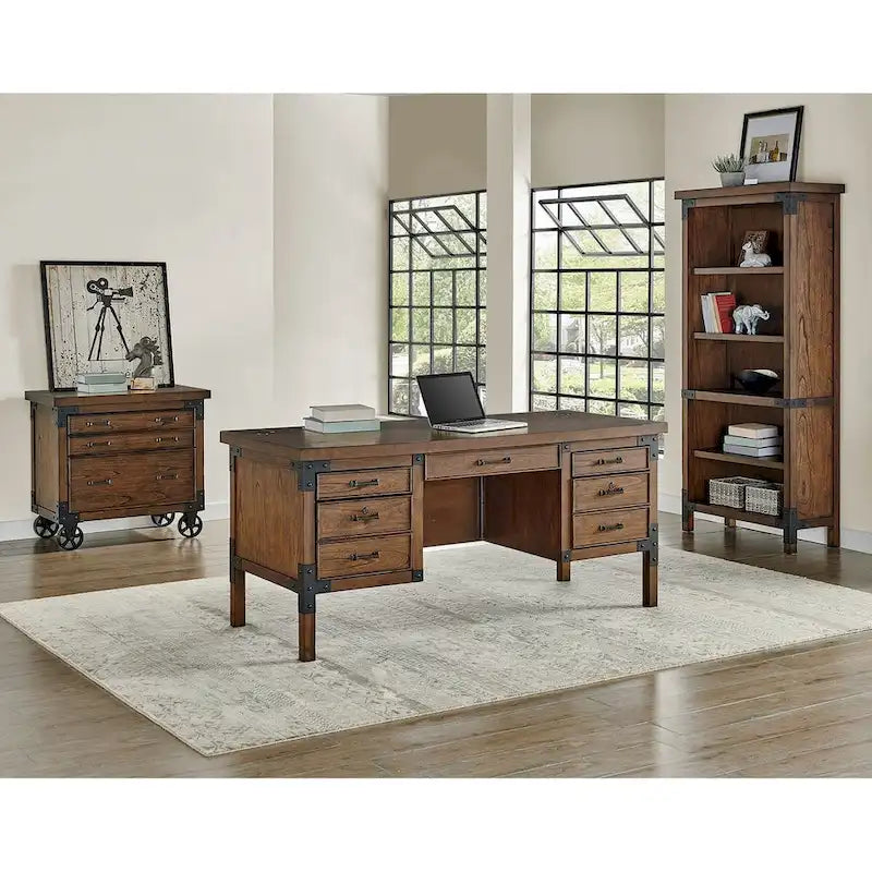 Classificatore Addison Rustic con cassetti per documenti legali/lettere, contenitore per ufficio, marrone